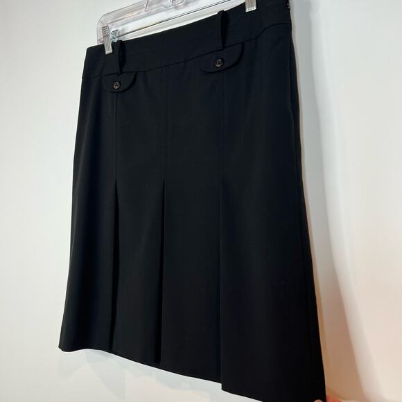 Ann Taylor LOFT Pleated Mini Skirt Size 10 Black Minimalist Lined Belt Loops - Picture 3 of 11